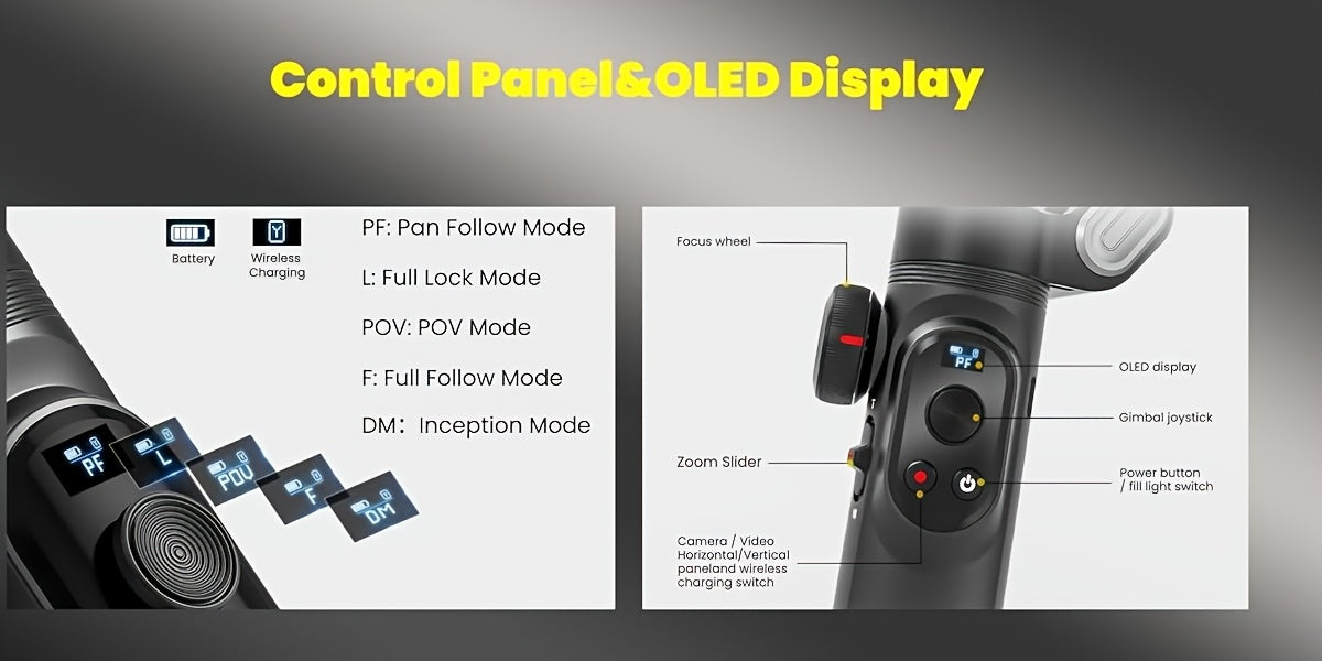 AOCHUAN SmartX Pro Combo 1 - Wireless Phone Gimbal Stabilizer with RGB Light, Extended Rod, and Carrying Case for YouTube & TikTok Video Creation (15 Pro Max Compatible), YouTube Video Stabilizer | Modern Gimbal Design | Comp