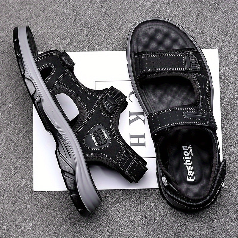 Men's Outdoor Sport Sandals, Athletic Open Toe Walking Sandals with Adjustable Hook and Loop Straps, Comfortable Cushioned Non-Slip Sole for Hiking, Beach, Travel, and Summer Water Activities
