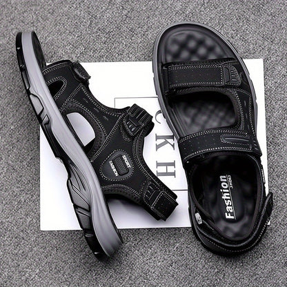 Men's Outdoor Sport Sandals, Athletic Open Toe Walking Sandals with Adjustable Hook and Loop Straps, Comfortable Cushioned Non-Slip Sole for Hiking, Beach, Travel, and Summer Water Activities