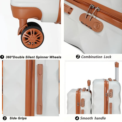 4pcs Sets Luggage 20+24 Inch, Carry-On ABS Hardshell Suitcase with Spinner Wheels, Lightweight Travel Luggage Set for Women and Men with Lock, Includes (20+24) + Travel Tote Gym Bag, Suitcase Set, Suitcase For Travel, Suitcas