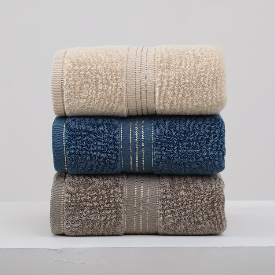 4-Piece Towel Set - Modern Striped Bath and Hand Towels, Super Soft Knit Fabric, Cotton 75% Polyester 25%, Space Theme, 385gsm - Ideal for Bathroom, Spa, Hotel, Outdoor Use