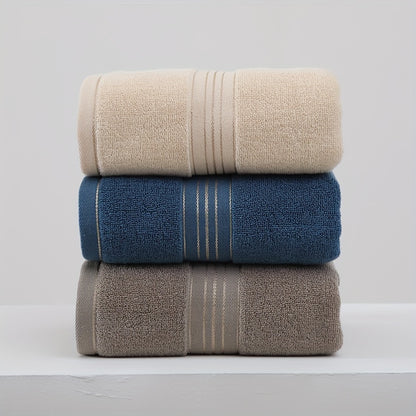 4-Piece Towel Set - Modern Striped Bath and Hand Towels, Super Soft Knit Fabric, Cotton 75% Polyester 25%, Space Theme, 385gsm - Ideal for Bathroom, Spa, Hotel, Outdoor Use