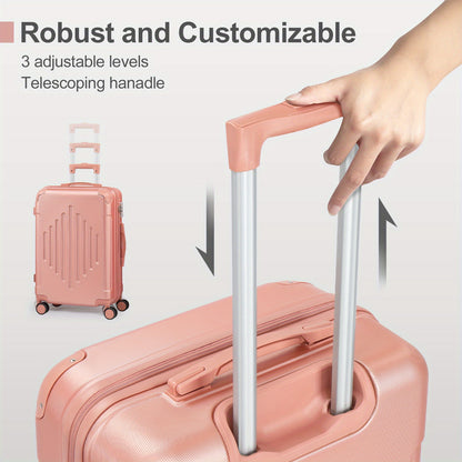 4pcs Luggage with Corner Protectors, 12/ 20/ 24/ 28-Inch, Durable Hard Shell, 360 Spinner Wheels, Multifunctional Large Capacity, Lightweight Travel Suitcase