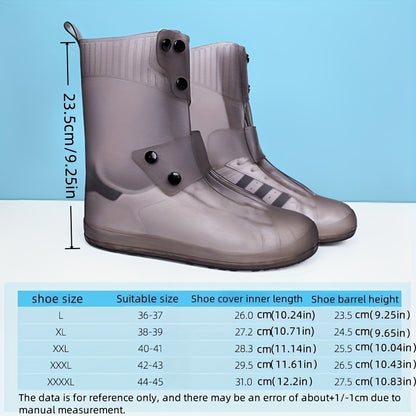 Waterproof Silicone Shoe Covers - Anti-Slip Reusable Foldable Boot Protectors with Double Button Design & Thick Sole for Rainy Snowy Weather, Unisex for Men & Women, Rain Shoe Cover, Rainy Day Essentials, Snow Protection Foot