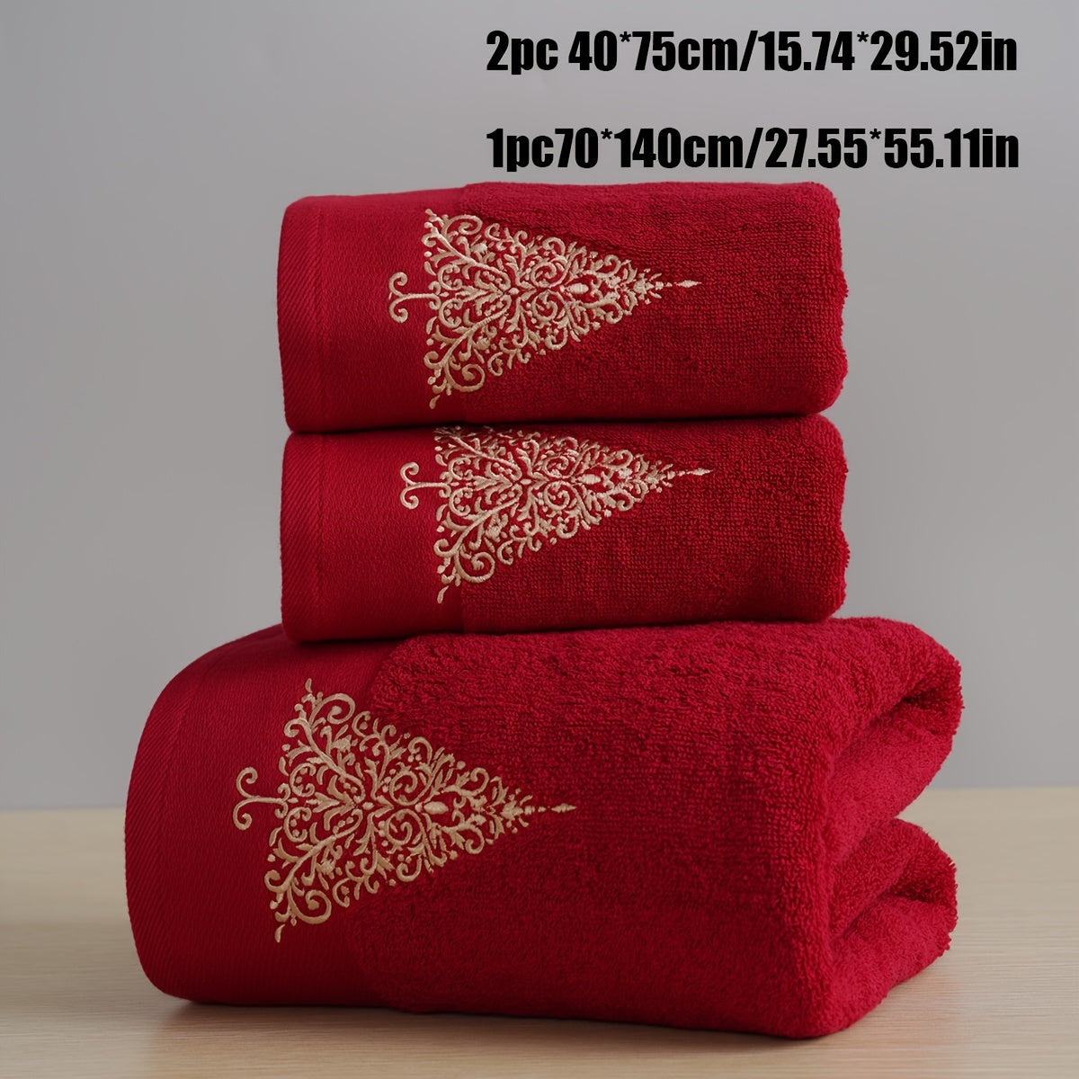 3pcs Christmas 100% Cotton Towel Bath Towel Set 2pcs Towels + 1pc Bath Towel Cotton Terry Embroidered Reindeer Towel Bath Towel, Christmas Red Towel Bath Towel Set, Merry Christmas Bathroom Supplies, Christmas Gift Christmas