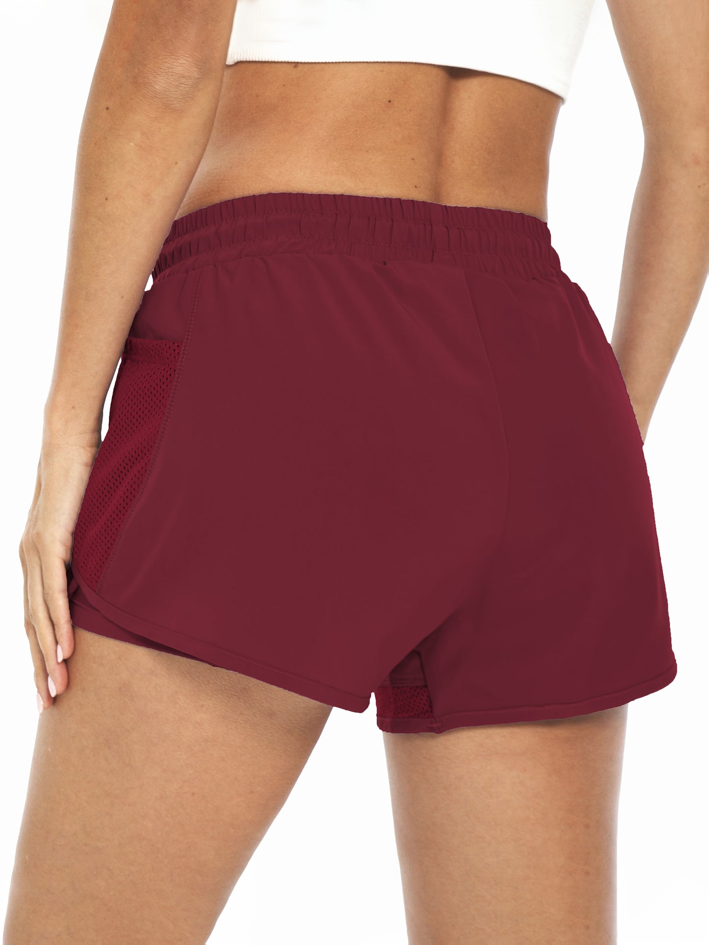 Women's 2-in-1 Yoga Shorts With Quick-Drying Fabric And Mesh Pockets For Casual Fitness And Gym Workouts