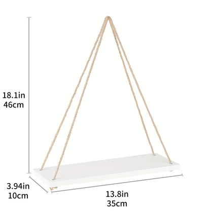 2pcs Boho Decor Hanging Shelf, Storage Display Shelves For Hanging Plants Photos, Rustic Wood Floating Shelves For Nursery Bedroom Bathroom Living Room, wall decor