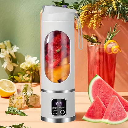 Liquidificador e espremedor portátil USB - Fácil de limpar, simples de utilizar, perfeito para frutas, legumes e batidos com ecrã digital - Ideal para casa, escritório, campismo, viagens e presentes.