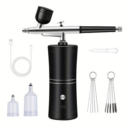 Mini Air Brush Kit with Portable Air Compressor for Painting, Hobbies, Crafts, Decorations, Tattooing, Gravity Air Brush with Air Brush Cleaning Kit