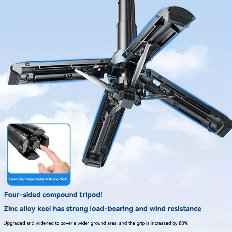 4-in-1 Multi-function Selfie Stick with Wireless Remote Control | Magnetic, Cell Phone Clip Dual Combination, 360° Rotation