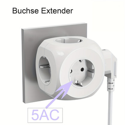 5-in-1 EU Standard Power Socket, 5-EU Plug Wall Extension Outlet – Solve Insufficient Outlets in Living Room, Bedroom, Office & Kitchen