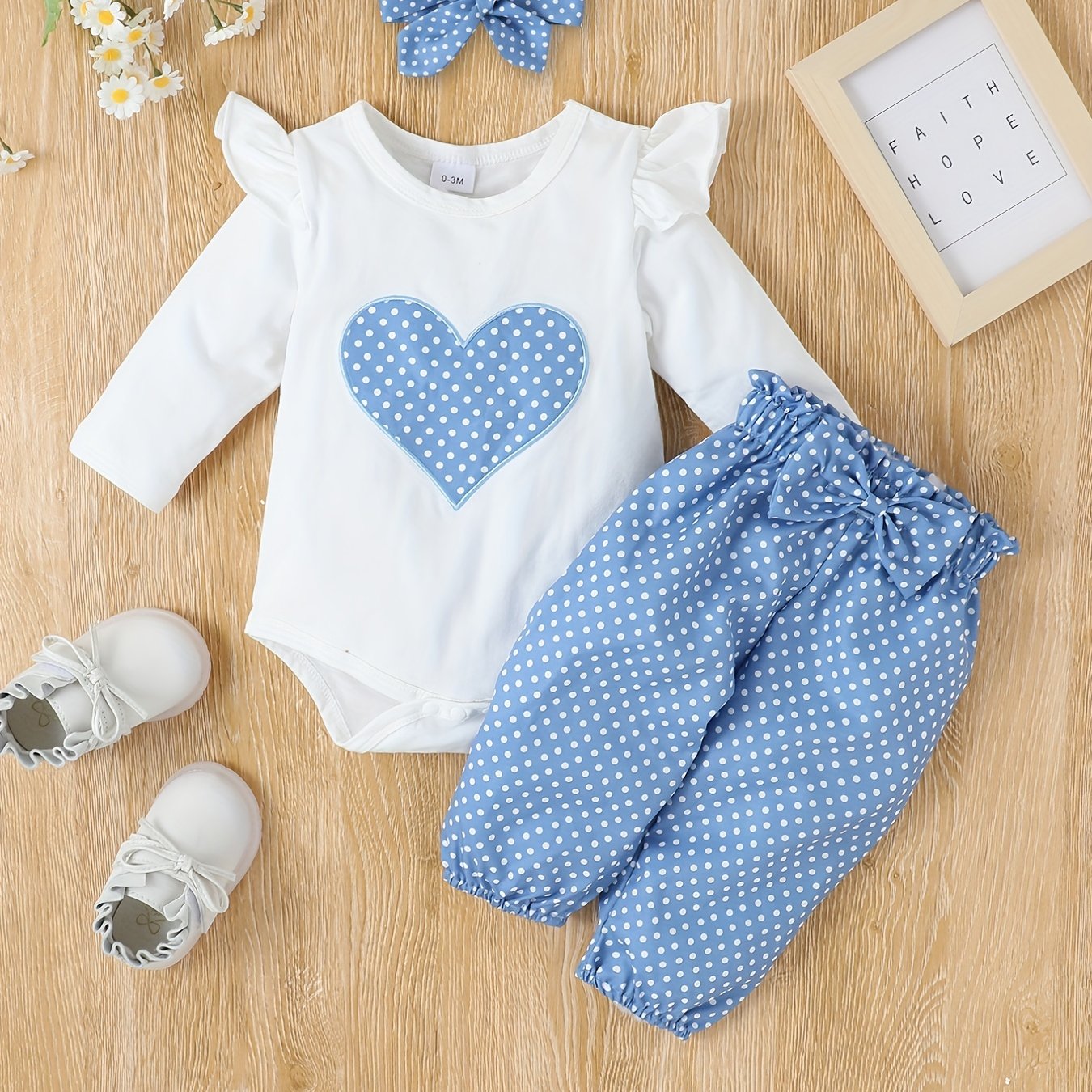 2pcs Baby Girl's Stylish Set, "Isn't She Lovely" Print Long Sleeve Onesie + Polka Dot Pants, Comfy Trendy Outfit