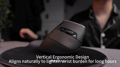 2.4GHz Wireless Vertical Mouse with Visible Battery Display, 6 Keys, Ergonomic Design, Plug and Play for Office and Study