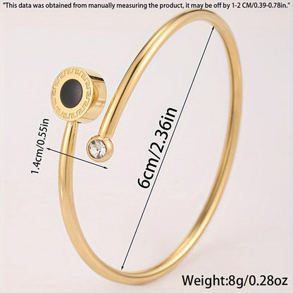 Elegant Stainless Steel Bracelet with Sparkling Rhinestones - Vintage &amp; Minimalist Style, Perfect for Casual Attire