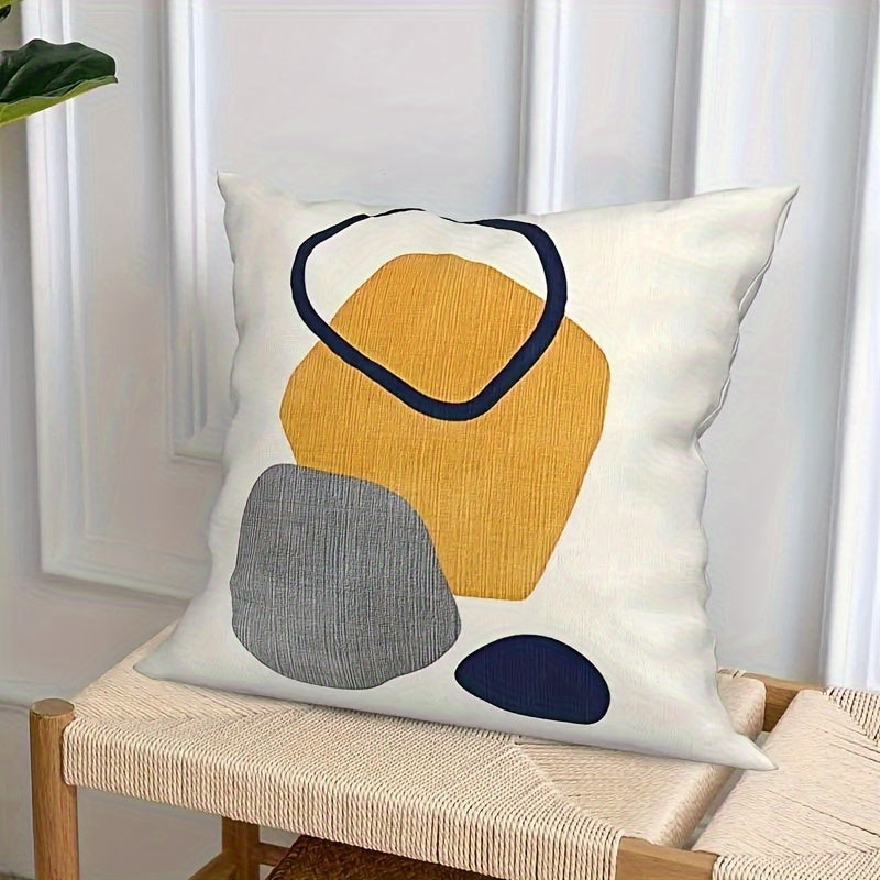 4pcs Bohemian Abstract Green Leaf Geometric Square Pillow Covers - Contemporary Machine-Washable Zipper Closure Cushion Cases for Living Room, Bedroom, Sofa & Office Decor, Bedroom Accessories | Artistic Cushion Covers | Mach