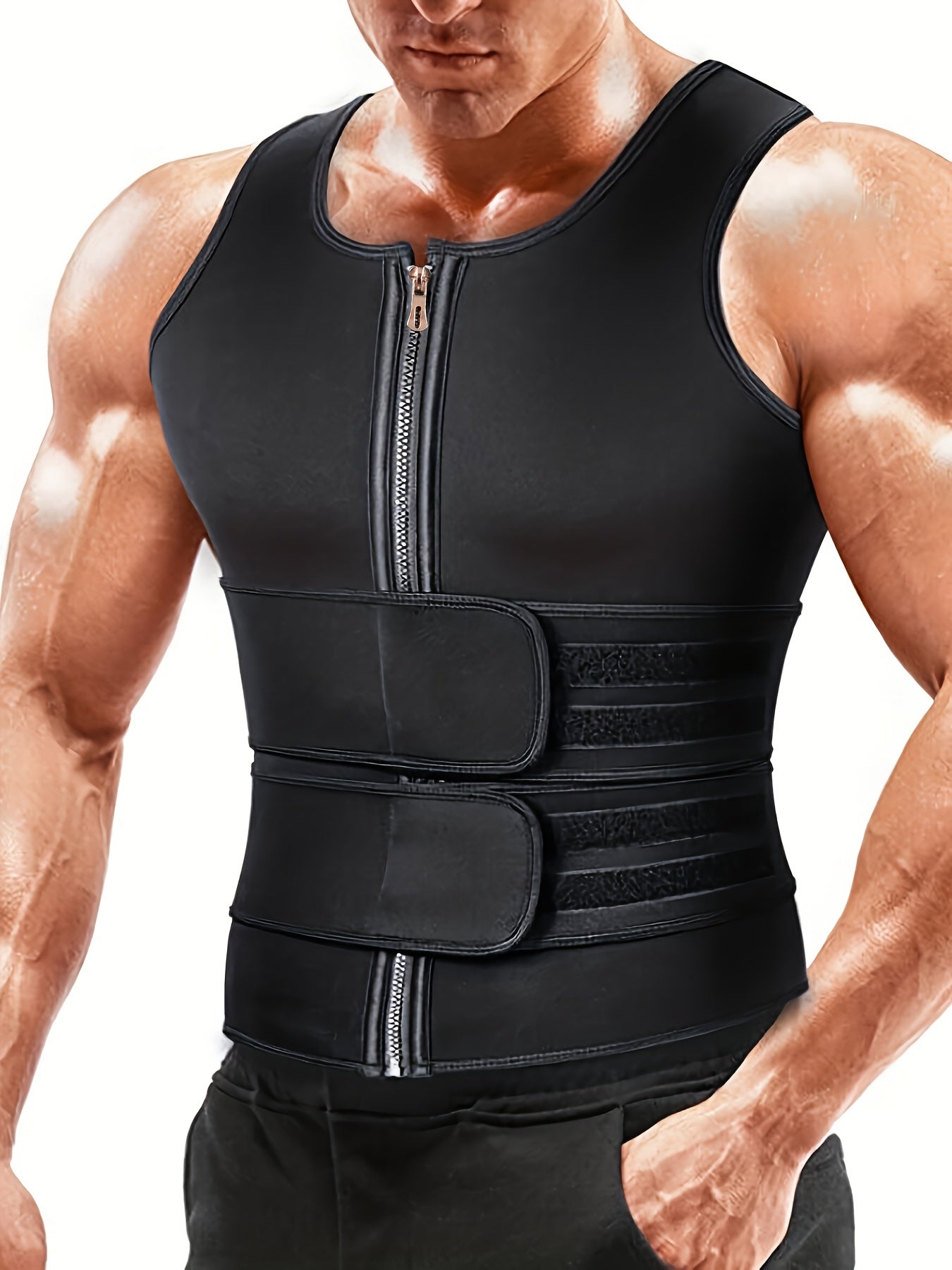 Sauna Double Belt Vest Male Sports Vest Gym Shirt Neoprene Suddenly And Violently Sweat Suit