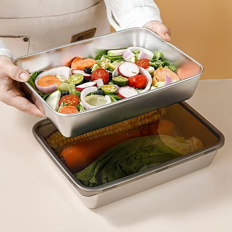 3pcs Stainless Steel Food Storage Containers Leak-Proof, Stackable, Space-Saving - Heavy-Duty Stainless Steel Construction, Airtight Lid for Freshness - Ideal for Meal Prep, Fruits, Meats, Veggies, Leftovers, Fridge, Freezer,