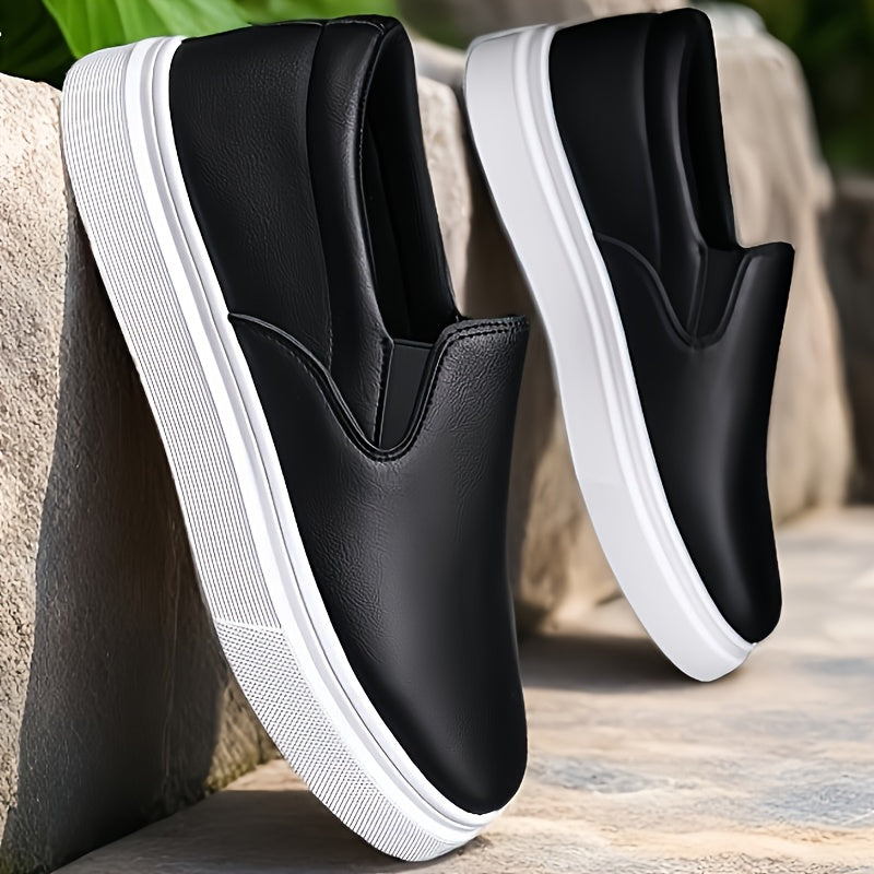 Mocassins para homem sem atacadores - Ténis antiderrapantes de cano baixo com bico redondo, estilo mocassins, com sola acolchoada em PVC, disponíveis em castanho/preto/branco/bege para uso diário e formal - Sapatos sociais minimalistas e versáteis.