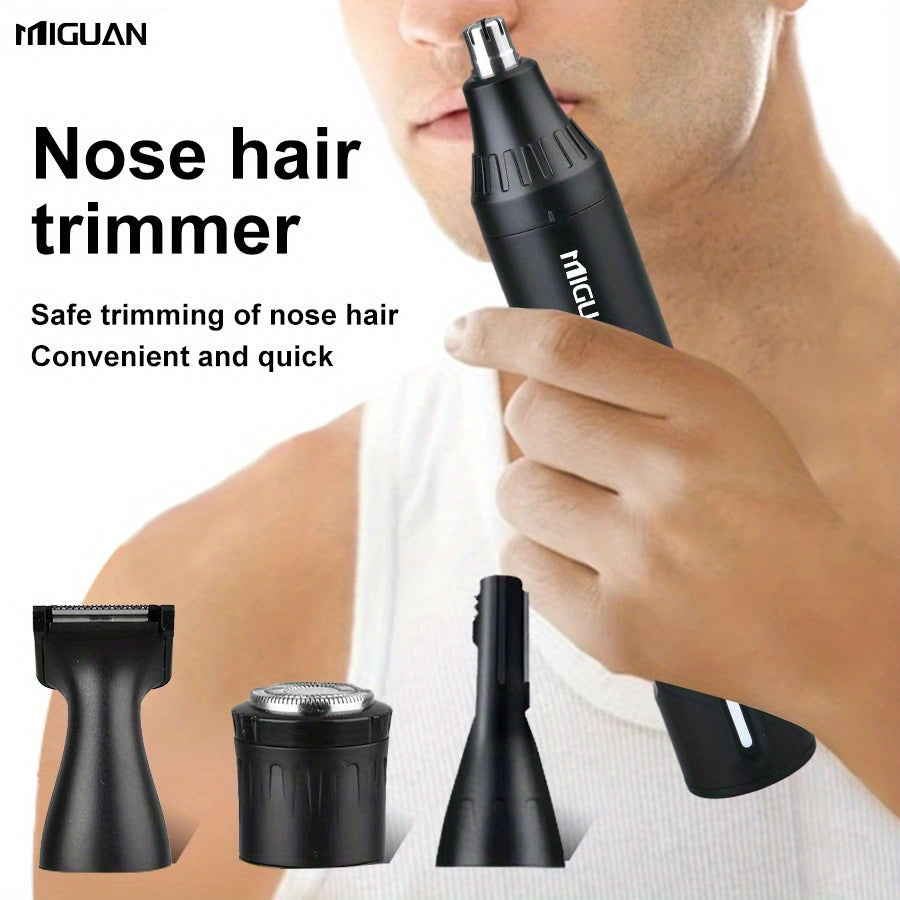4-in-1 Professional Grooming Kit, USB Rechargeable Nose & Ear Hair Trimmer, Beard and Eyebrow Razor, Men's Personal Care Tools