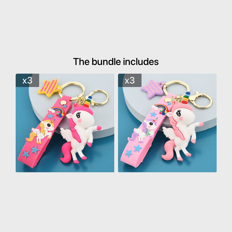 Creative Cute Multicolor Rainbow Pony Cartoon Unicorn Car Bag Keychain Keychain Men And Women Pendant Small Gifts