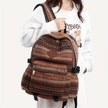 2025 Vintage Style Backpack with Adjustable Straps, Multiple Compartments in Brown, Red, Blue and Gray, Large Capacity Travel Backpack and Daypack, Travel Backpack