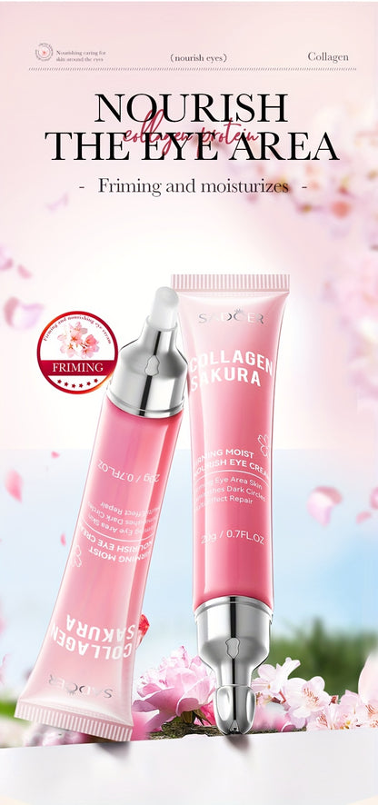 [Top-Rated] Sakura Collagen Eye Cream - 20g, Hydrating & Firming, Reduces Dark Circles & Wrinkles, for All Skin Types, Hypoallergenic with Hyaluronic Acid, Caffeine & Ceramides, Moisturizing & Anti-Aging,, Suitable for Sensit