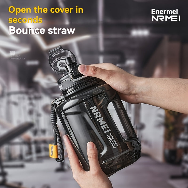 NRMEI 64oz Water Bottle with Time Marker - BPA-Free Half Gallon Hydration Flask, Large Sports Water Bottle with Straw and Lid, Handle, Suitable for Camping & Gym