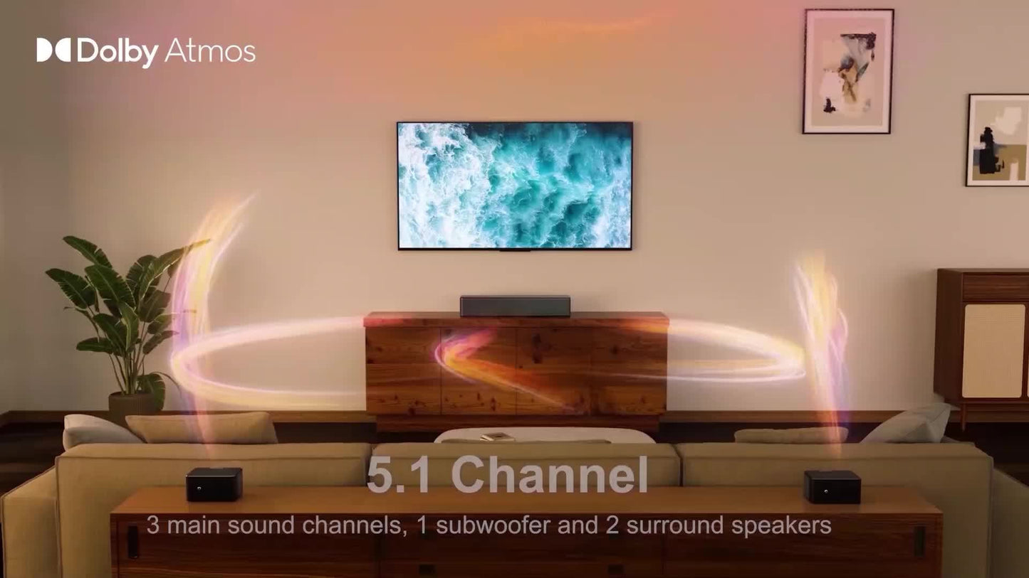 ULTIMEA 5.1 Atmos Soundbar with Wireless Subwoofer, 410W Peak Power Home Theater System, Wireless Surround Sound System, Bass Boost & Deep Bass, App Control, Compatible with TV, Gaming Consoles, Streaming Devices