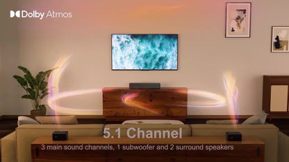 ULTIMEA 5.1 Atmos Soundbar with Wireless Subwoofer, 410W Peak Power Home Theater System, Wireless Surround Sound System, Bass Boost & Deep Bass, App Control, Compatible with TV, Gaming Consoles, Streaming Devices