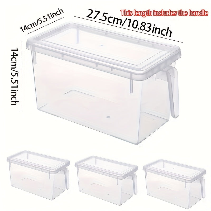 4pcs Set Transparent Refrigerator Food Storage Containers with Handles, Lids, and Rack Basket - Valentine's Day Gift Holiday Present Guide