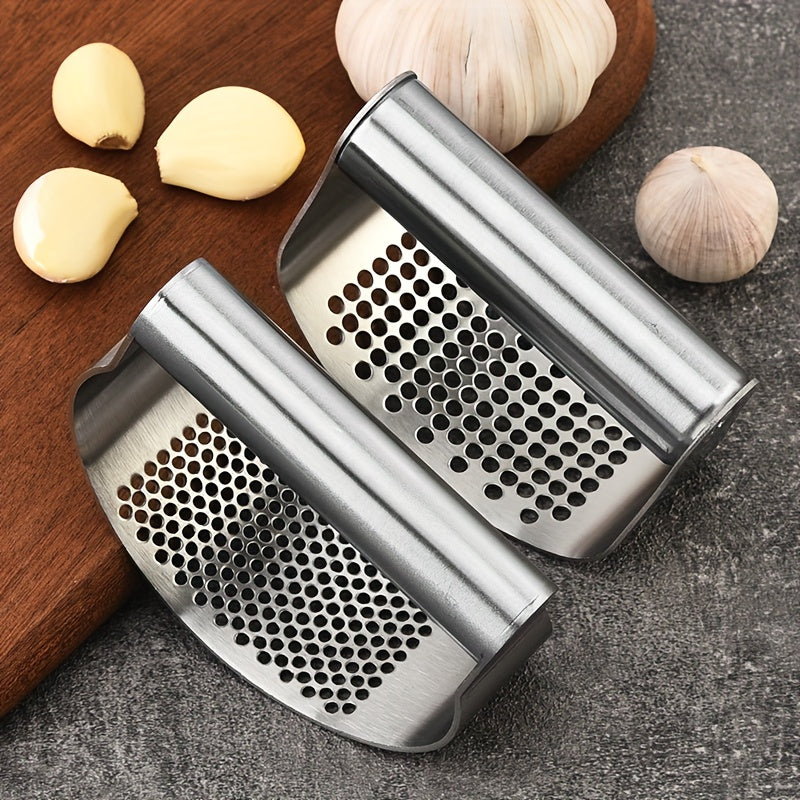 Heavy-Duty Manual Garlic Press & Crusher - 304 Stainless Steel Garlic Grinder with Lever, Adjustable Thickness, Easy-Clean Mincer for Kitchen & Restaurant Use - Garlic Peeler, Crusher (No /Squeeze)