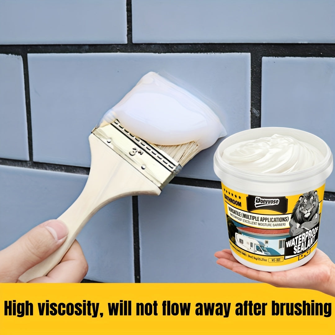 Selante impermeabilizante de alta resistência DOEYVOSE, 1 kg/35 oz - Revestimento impermeabilizante de secagem rápida e sem resíduos, adesivo forte para convés de navios, pavimentos, caves, telhados e vedação à prova de fugas (tubo de 1 kg)