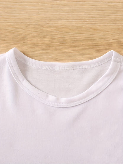 Girls Funny Kitty Print Short Sleeve T-shirt Summer Clothes Gift