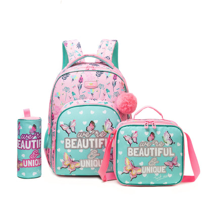 Adorable Girls Backpack 3pcs Set with Lunch Bag and Pencil Case Kids Carry On Backpack School Essentials Playdate Adventures Back to School Gift