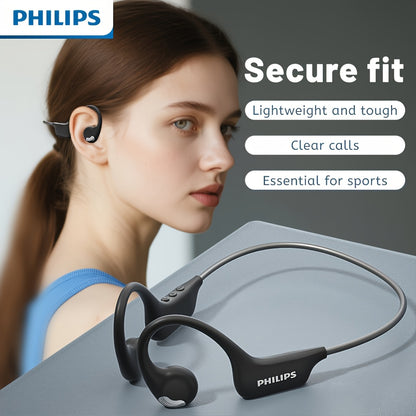 For Philips BT5.3 Wireless Headphones - Sporty Open-Back Design with Built-in Microphones, Neck Strap, Stereo Sound, USB-C Charging, Lightweight & Durable for Running, Gym, Workouts - Model TAA1708, Workout Headphones, Gym Ea