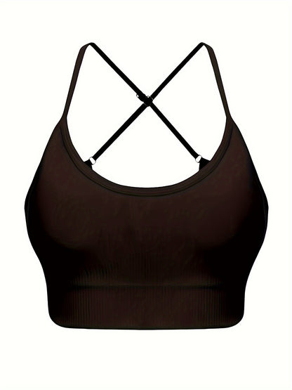 3 pcs Breathable Criss Cross Sports Bra for Women - Sleeveless Yoga Crop Top with Adjustable Straps - Perfect for Fitness and Activewear