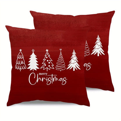 2pcs Red Christmas Pillow Covers with Bows, Sweet Sofa Decor, Girly Style Home Essential, Suitable for Sofa, Living Room, Office Decor, Home Decor, Room Decor Pillow Covers, Cushion Covers, Suitable for Sofa, Living Room, Off