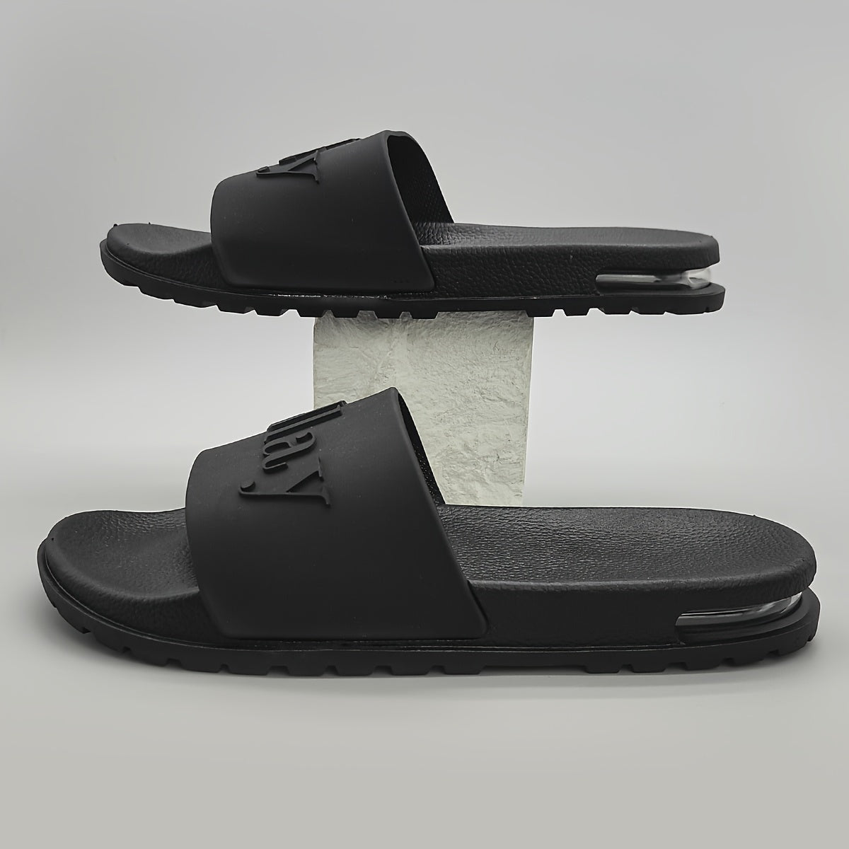 Men'S Fashion Slides, Ellay Brand, Non-Slip Durable Rubber Upper, Comfortable Insole, and Shock-Absorbing PVC Sole