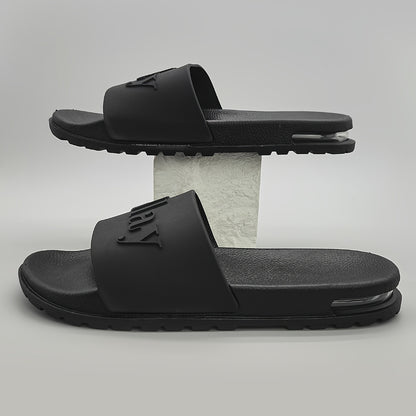 Men'S Fashion Slides, Ellay Brand, Non-Slip Durable Rubber Upper, Comfortable Insole, and Shock-Absorbing PVC Sole