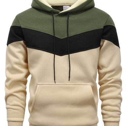 Men's Color Block Hoodie - Casual Graphic Design Pullover With Kangaroo Pocket For Winter And Fall Streetwear - Great Gift