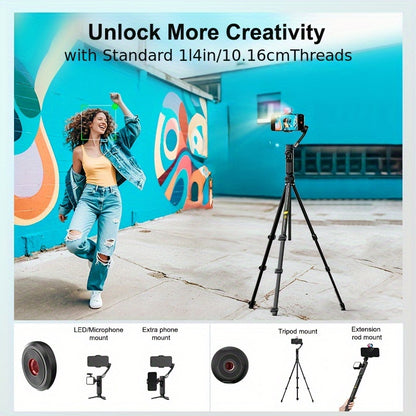Smart X Complete Combo1 Three-Axis Stabilizer Compatible with Android&Phone 12 13 14 15 16 Pro Max Comes with Portable Carrying Bag Retractable Tripod RGB Fill Light AI Tracking 360 Degree Rotation Multi-Angle Shooting Gestur