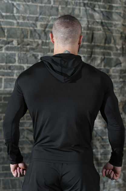 Xinso Prince 5pcs Men's Zip Up Hooded Jacket & Compression T-shirt & Long Sleeve Workout Top & Shorts & Leggings For Fitness