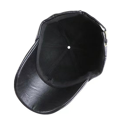 Men's High Quality PU Leather Baseball Cap with Adjustable Snap Closure - Embossed Vintage 1993 JAM Design, Black Casual Hat for Christmas & Outdoor Activities, Adjustable Baseball Cap