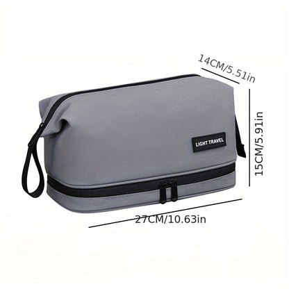 Men's double-layer zipper toiletry bag, large capacity travel storage makeup bag, portable makeup storage bag