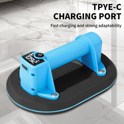 Levantador de ventosa a bateria com visor digital, ventosa elétrica a vácuo, elevador de azulejos, borracha de dupla camada, carga segura de 200 kg, para azulejos, vidro, mármore e aquários.