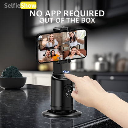Compact 360° Auto Face Tracking Tripod & Selfie Stick - USB Rechargeable, Fast & Accurate for Vlogging, Live Streaming | Portable Smartphone Holder with Powerful Motor, Rotation, and App Control