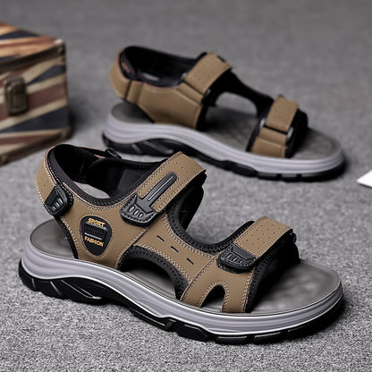 Men's Outdoor Sport Sandals, Athletic Open Toe Walking Sandals with Adjustable Hook and Loop Straps, Comfortable Cushioned Non-Slip Sole for Hiking, Beach, Travel, and Summer Water Activities