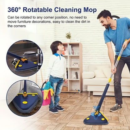 1pc, Triangle 360° Rotating Cleaning Mop, Long Handle Floor Mop, Hands-free Wash Squeeze Mop, Wet And Dry Dual-use Cleaning Mop, For Floor Wall Ceiling Corner Glass, Cleaning Supplies, Cleaning Tool