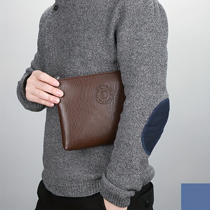 Bolsa de mão macia para homem, bolsa de pulso tipo envelope para uso diário.