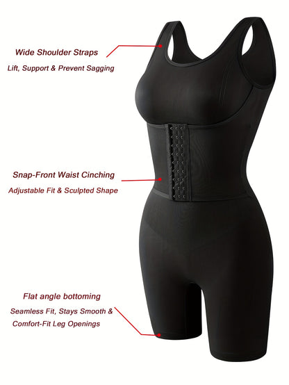 Women's Full-Body Tummy Control Bodysuit - Double-Layer High Compression Shaping Suit with Butt Lift & Waist, Smooth Curves Instantly, Brown/Black/Navy/Beige, Hand Washable One-Piece for Postpartum &